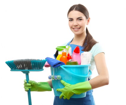 Team member using safe manual handling techniques with cleaning equipment